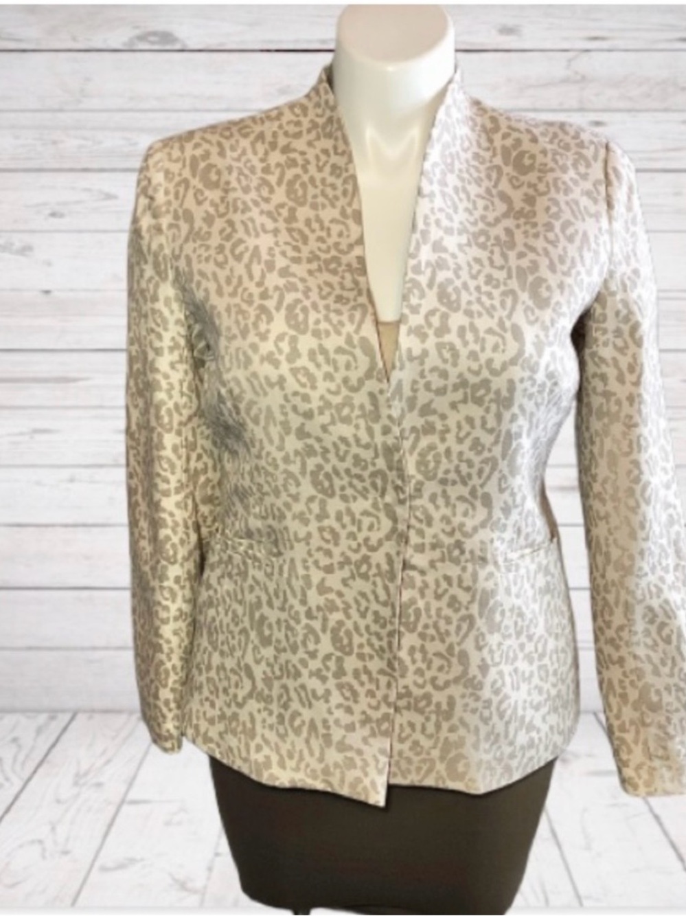 Neiman Marcus Exclusive Animal Print Linen Jacket